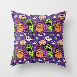 Greedy Monsters Throw Pillow