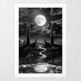 XVIII. The Moon Tarot Card Illustration Art Print