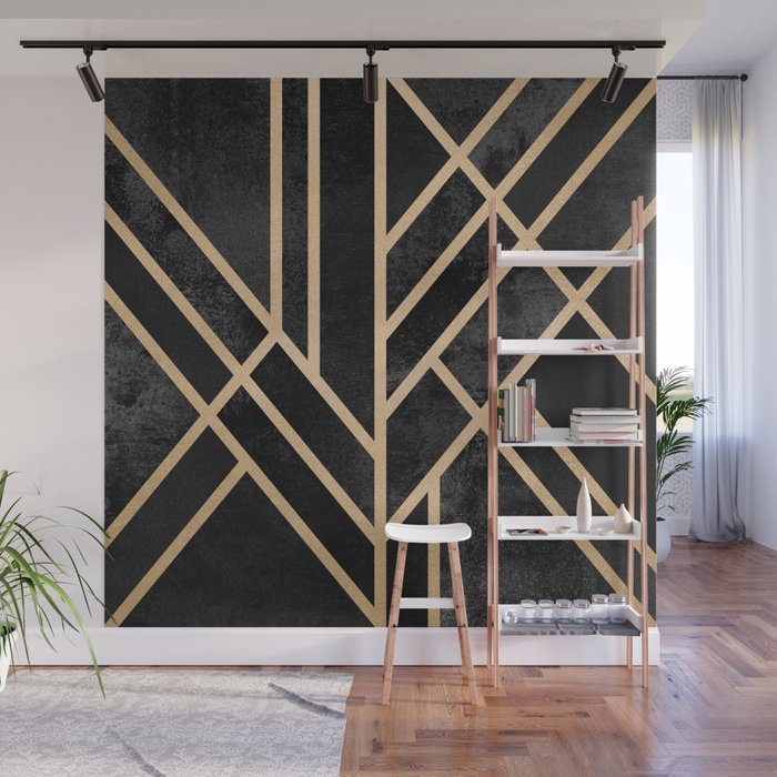 Art Deco Black Wall Mural by Elisabeth Fredriksson Society6