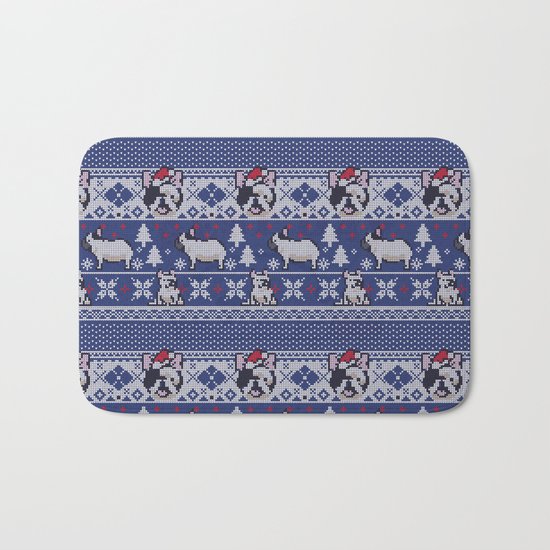 Christmas Frenchie Bath Mat