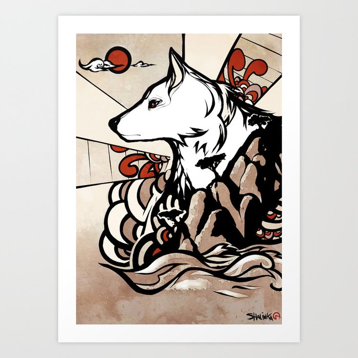 Wolf Ukiyo-e Art Print
