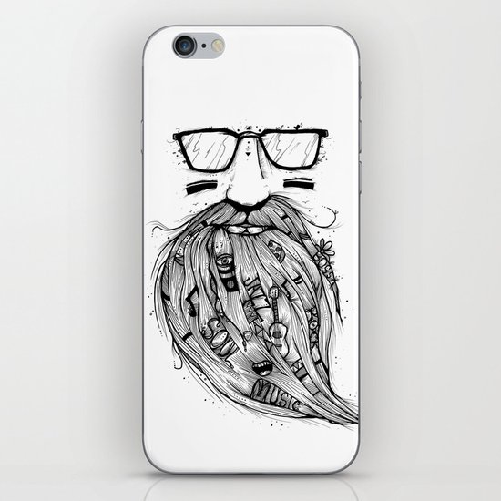 Beard Me Some Music (Black & White) iPhone & iPod Skin