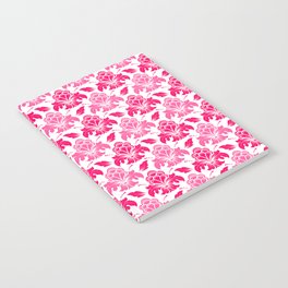 Preppy Room Decor - Pink Red Damask Pattern Design  Notebook