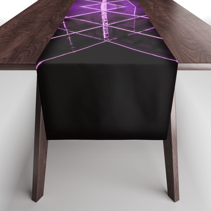 purple starship deck space aesthetic abstract art print Table Runner