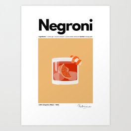 Negroni Cocktail Design No11 - Copenhagen Collection  Art Print