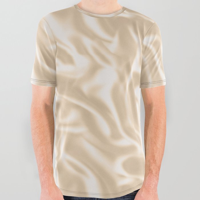 Luxury Soft Gold Satin Texture All Over Graphic Tee