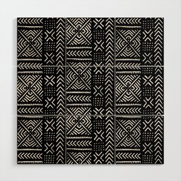 Line Mud Cloth // Black Wood Wall Art