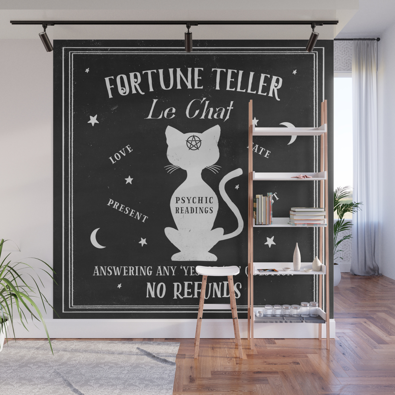 Fortune Teller Psychic Cat Wall Mural