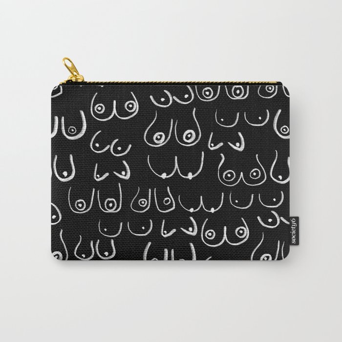 Boobs Pattern - Black and white, feminine art, lady boobs, Carry-All Pouch