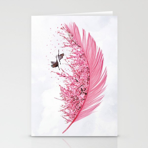 Sakura Feather • Pink Feather II Stationery Cards
