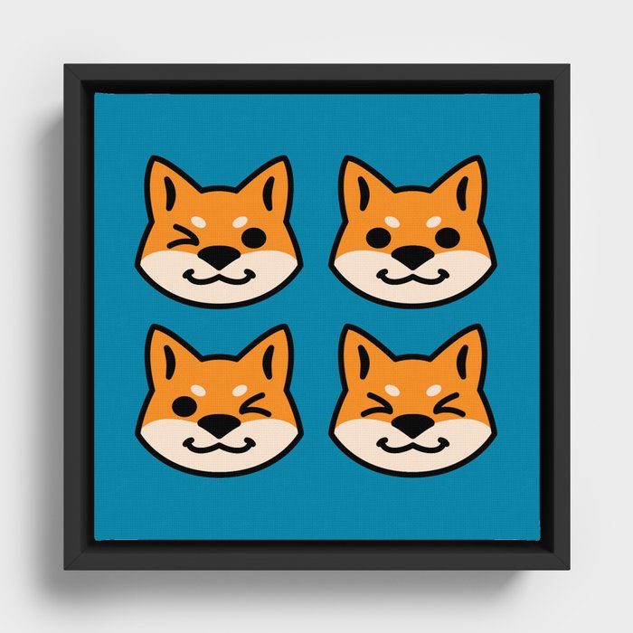 Four Red Shibas Framed Canvas