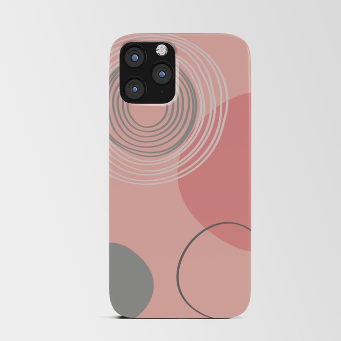 Abstract Circles and Rings in Pinks and Greys iPhone Card Case