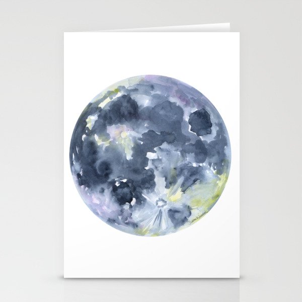 Full Moon Watercolor Stationery Cards