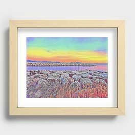 A Psychedelic And Colorful Sunset On White Rocks In Naples (Italy)  Recessed Framed Print