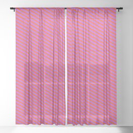 [ Thumbnail: Orchid and Red Colored Pattern of Stripes Sheer Curtain ]