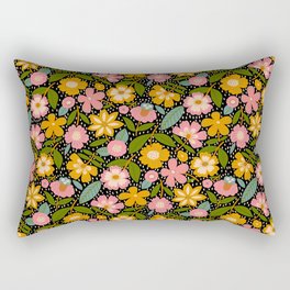 Floral Jungle  Rectangular Pillow | Nature, Happy, Drawing, Pink, Leaves, Modern, Whimsical, Pattern, Orange, Garden 