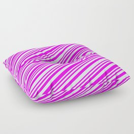 [ Thumbnail: Fuchsia & Light Cyan Colored Stripes/Lines Pattern Floor Pillow ]