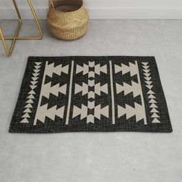 Southwestern Pattern 129 Black and Linen Area & Throw Rug