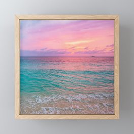 Aerial Photography Beautiful: Turquoise Sunset Relaxing, Peaceful, Coastal Seashore Framed Mini Art Print