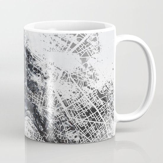 Eiffel Tower Painting Paris Map Coffee Mug By Nicolasjolly