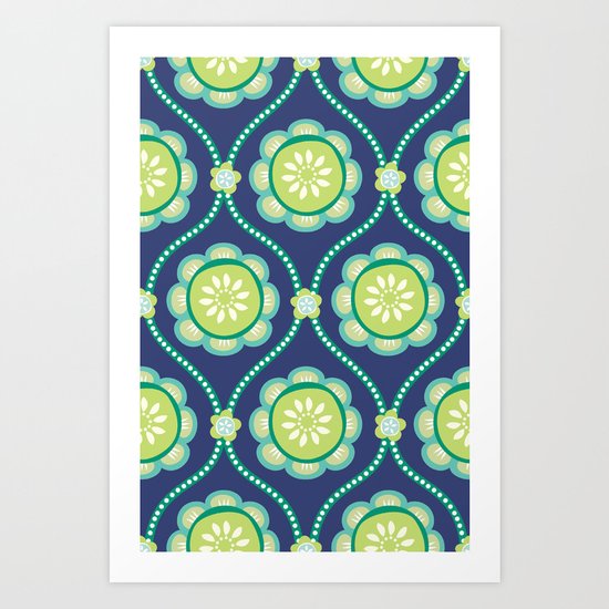 Citrus Flowers Blue Art Print