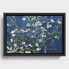 Almond Blossom - Vincent Van Gogh (dark blue) Framed Canvas