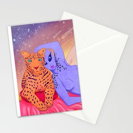 Alien Babe Leopard Lounge Print Stationery Cards