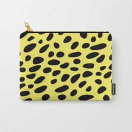 Yelow Cheetah Carry-All Pouch | Animal, Polkadots, Pattern, Leopard, Blackandyellow, Stains, Drops, Drawning, Digital, Illustration 