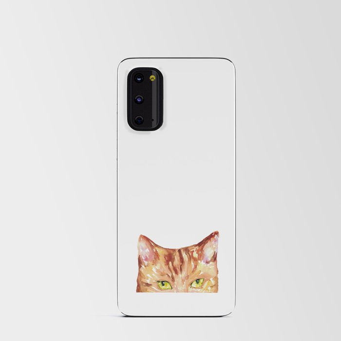 Orange cat peeking Painting Wall Poster Watercolor Android Card Case