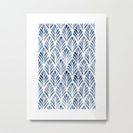 Indigo Forest Metal Print | Modern, Navy, Tree, Watercolor, Batik, Pattern, Leaf, Handpainted, Blue, Shibori 