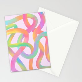 Rainbow pastel neon river Stationery Card