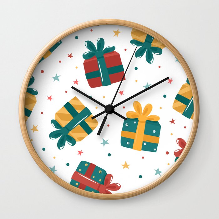 Christmas gifts seamless pattern Wall Clock