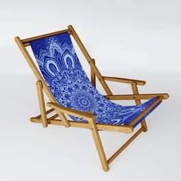 Blue Boho Mandala Flower Sling Chair