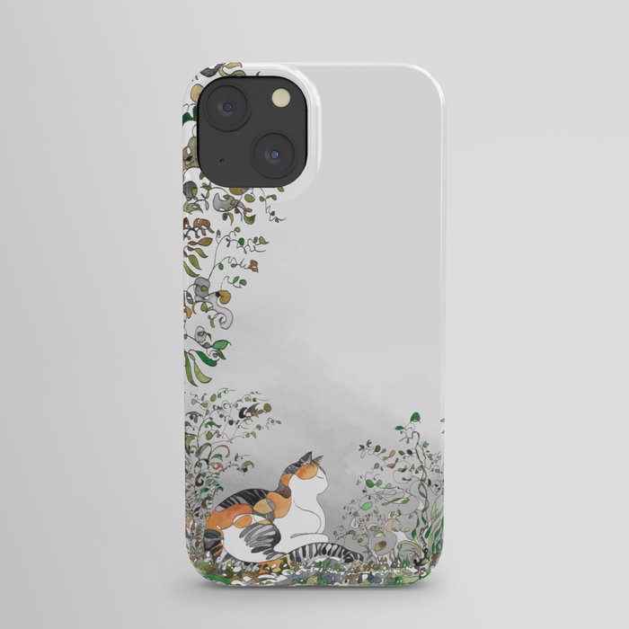 Calico Cat In The Garden iPhone Case