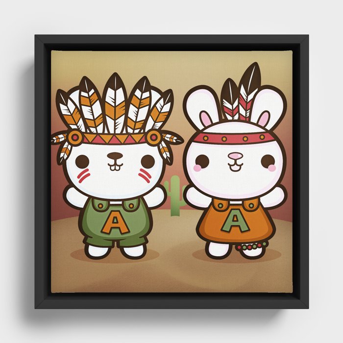 Abe and Abby the Rioters Bunnies Framed Canvas