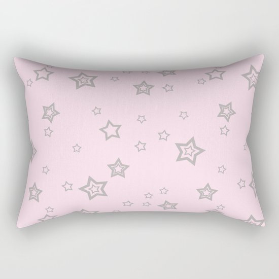 Grey little stars on pink background Rectangular Pillow