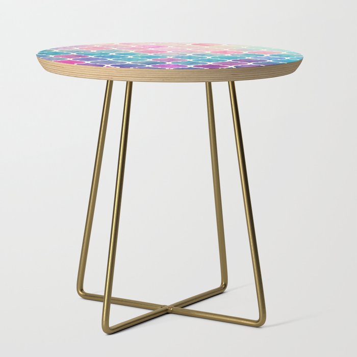 Rainbow Pastel Watercolor Moroccan Pattern Side Table