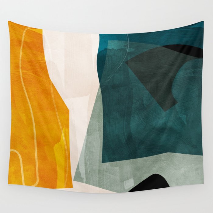mid century shapes abstract painting 3 Wall Tapestry