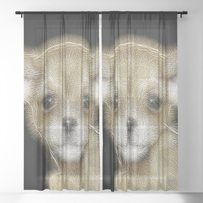 Spiked Brown Chihuahua Puppy Sheer Curtain