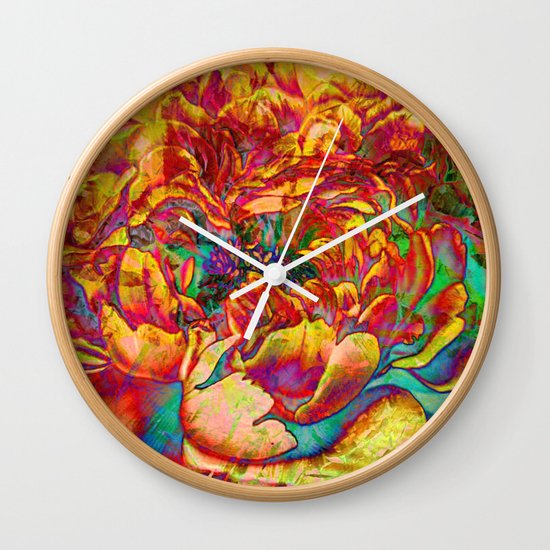 abstract peony Wall Clock