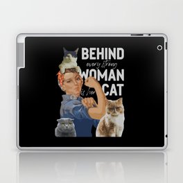 Behind Every Strong Woman Is Her Cat Laptop Skin