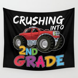 Crushing Into 2nd Grade Monster Truck Wall Tapestry
