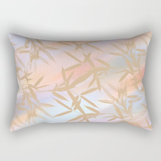 Floating Golden Leaves Abstract Rectangular Pillow