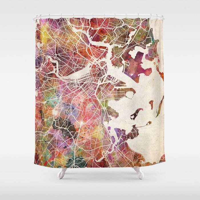 Boston Shower Curtain By Mapmapmapswatercolors Society6