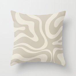 Modern Liquid Swirl Abstract Pattern in Mushroom Beige Throw Pillow