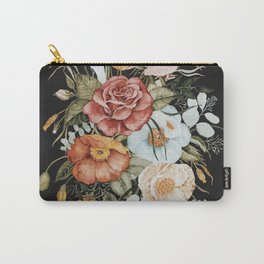 Roses and Poppies Bouquet on Charcoal Black Carry-All Pouch