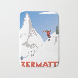 Zermatt, Valais, Switzerland Bath Mat | Ski, Stellisee, Switzerland, Swiss, Alps, Digital, Riffelsee, Winter, Suisse, Zermat 