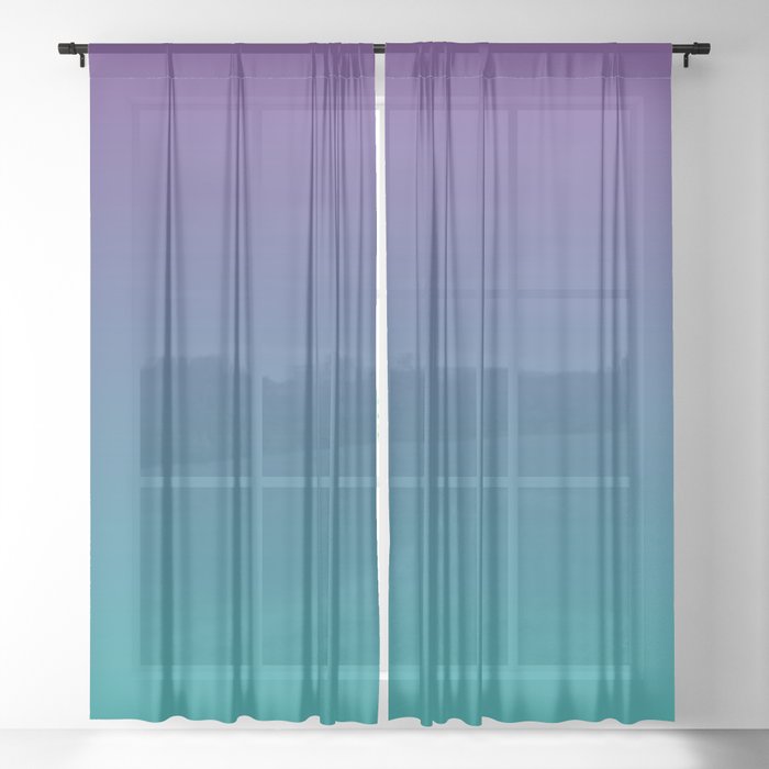 Ombre | Color Gradients | Gradient | Two Tone | Purple | Teal | Sheer Curtain