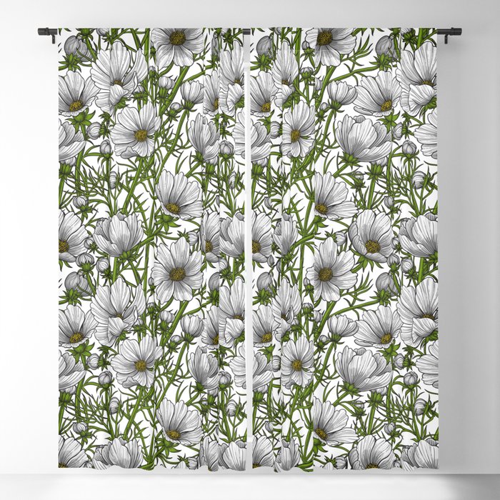 White cosmos flowers Blackout Curtain