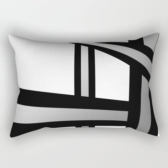 Bold Metallic Beams - Minimalistic, abstract black and white artwork Rectangular Pillow